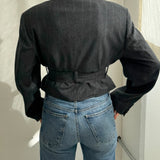 Belted blazer in grey speckered