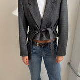 Belted blazer in textured grey