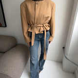 Belted blazer in Camel