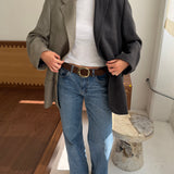 Contrasted blazer in blue houndstooth and solid grey  (Express shipping)
