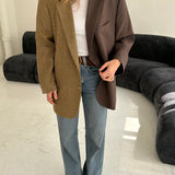 Contrasted blazer in houndstooth and brown (Express shipping)