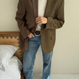 Brown mixed contrasted blazer