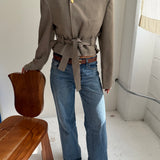 Belted blazer in Beige