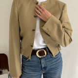 Bomber jacket in beige wool