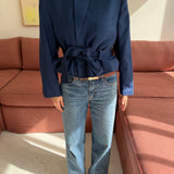 Blue checkered Belted blazer