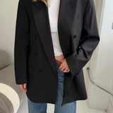 Black double-breasted tuxedo blazer