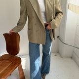 Belted blazer in blue checkered