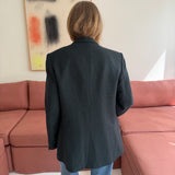 Double-breasted blazer in green wool