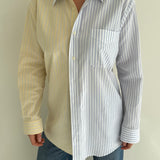 Contrasted shirt in yellow and blue cotton