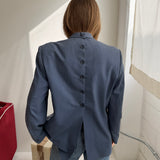 Button back blazer in light blue
