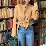 Belted blazer in camel