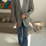 Grey herringbone blazer