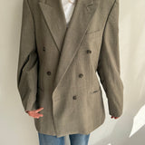 Checkered double breasted button back blazer