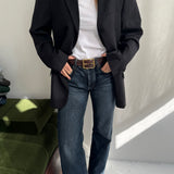 Classic black pinstriped blazer