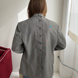 Button back blazer in Grey textured