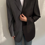 Grey and dark grey warm pinstriped contrasted blazer