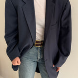 Blue solid and houndstooth contrasted blazer