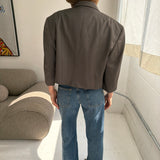 Cropped boxy blazer in olive green