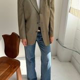 Contrasted blazer in Olive green and beige plaid (Express shipping)