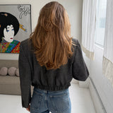 Checkered grey bomber jacket