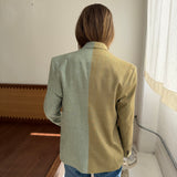 Contrasted blazer in Mint green and checkered yellow (Express shipping)
