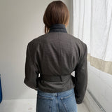 Belted blazer in dark hexagon pattern