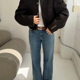 Bomber jacket in Brown herringbone