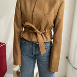 Belted blazer in caramel