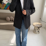 Black with white stripes button back blazer