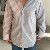 Light blue striped and white with orange/pink stripes contrasted shirt