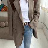 Blazer in speckered brown with suede patches