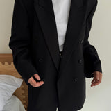 Black double breasted suit