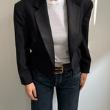 Cinched waist cropped blazer (Tuxedo)