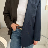 Contrasted blazer in blue and brown double-breasted (Express shipping)