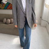 Black and white herringbone blazer