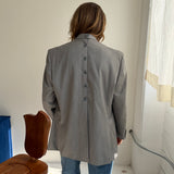 Light grey pinstriped button back blazer