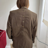 Button back blazer in Brown