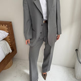 Pale stone grey suit