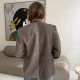 Contrasted blazer in textured dark brown and brown striped   (Express shipping)