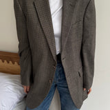Contrasted blazer in houndstooth and herringbone