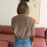 Bomber jacket in brown herringbone