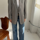 Light grey pinstriped button back blazer