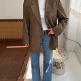 Contrasted blazer in brown houndstooth mix (Express shipping)