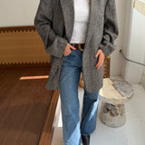 Plaid black and white blazer on soft wool