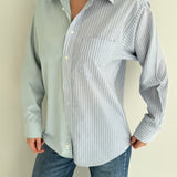 Contrasted shirt in blue and green tones