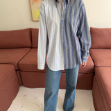 Blue pinstriped contrasted shirt