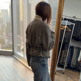 Plaid cinched cropped blazer