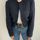 Blue textured bomber