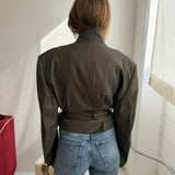 Belted blazer in Green speckered