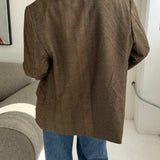 Contrasted blazer in brown plaid and brown houndstooth  (Express shipping)